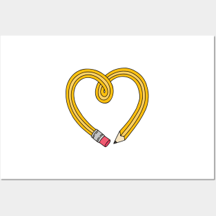 Heart Shaped Yellow Drawing Pencil Posters and Art